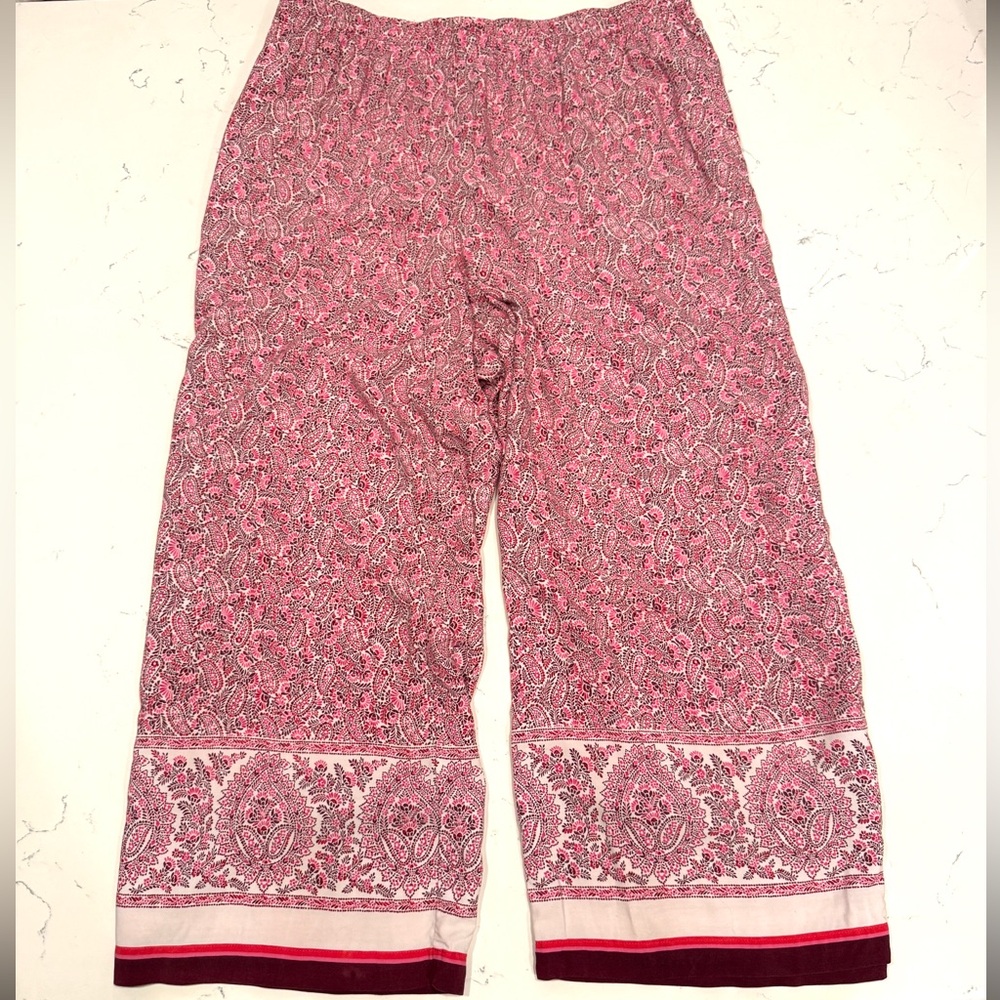 J. Jill Pink Paisley Wide Leg Crop Pants with Pockets NWOT - Picture 5 of 13